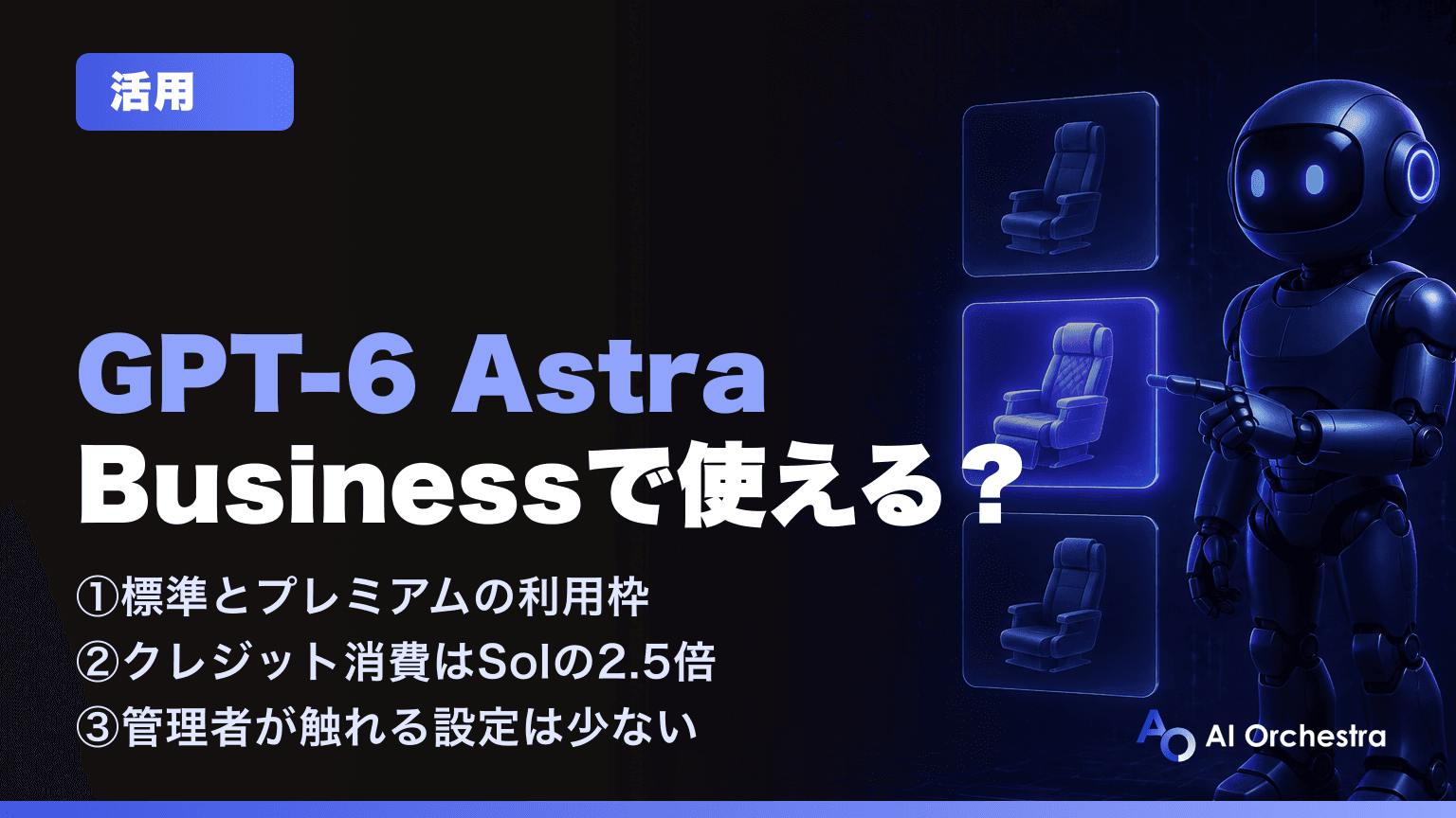 ChatGPT BusinessでGPT-6 Astraは使える? — シート種別で変わる利用枠と管理者の設定