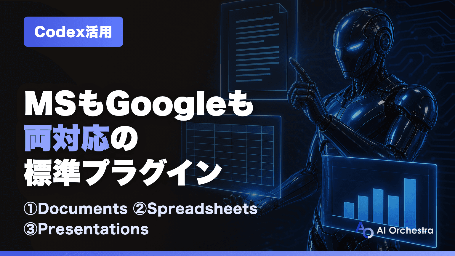 Codexの標準プラグインDocuments・Spreadsheets・PresentationsはMicrosoft・Google両対応 — 中立だからできること